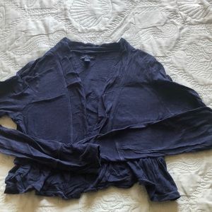 Aeo navy blue ruffle cardigan large